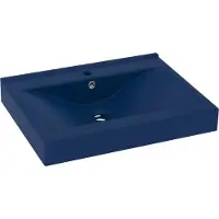 Syfax Lavabo avec trou de robinet Bleu foncé mat 60x46 cm Céramique