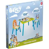 Bluey Table enfant avec 2 chaises Bluey - 63x63x45 cm - Bleu/Chipboard