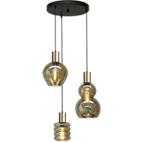 Masterlight Lampe suspendue noire avec de l'or Bounty Curiosités à 4 lumières