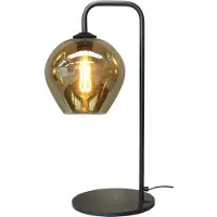 Masterlight Lampe de table noire Quinto avec verre fumé