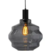 Masterlight Lampe suspendue noire Porto avec verre fumé Boule - Ø 30cm