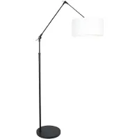 Steinhauer Lampe de lecture au sol Prestige Chic noir avec abat-jour en lin blanc 40 cm
