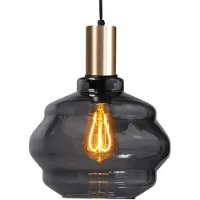 Masterlight Lampe suspendue dorée Porto avec verre fumé Boule - Ø 24cm