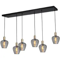 Masterlight Lampe suspendue 6 lumières - dorée - Porto avec des verres à fumée Diamond