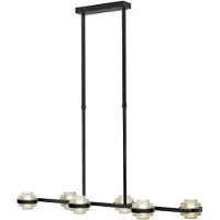 Highlight Suspension Dynasty Verre transparent noir à 5 lumières