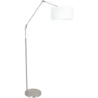 Steinhauer Lampe de lecture au sol Prestige Chic Acier inoxydable avec abat-jour en lin blanc 40 cm