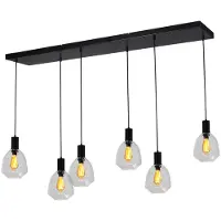 Masterlight Lampe suspendue 6 lumières - noire - Porto avec verres transparents Nicolette
