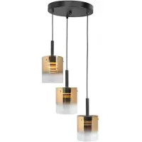 Highlight Suspension 3 lumières Salerno noir avec verre doré