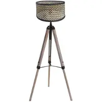 Steinhauer Lampadaire trépied Triek avec abat-jour en bambou