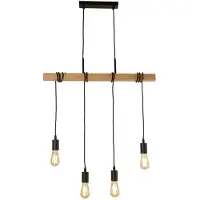 Searchlight Lampe suspendue 4 lumières Woody avec du bois