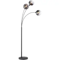 JUST LIGHT Lampadaire, noir, verre fumé, H 160 cm