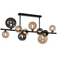 Paul Neuhaus Lampe de plafond LED POPSICLE, noire, 10 ampoules, verre fumé, douilles G9 remplaçables, pour salon, salle à manger, cuisine, couloir, bureau