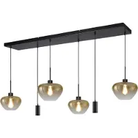 Masterlight Suspension 6 lumières Genua noir avec verre doré