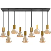 Eth Lampe de table à manger à 9 lumières Lisa Or avec verre ambré