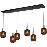 Masterlight Lampe suspendue 6 lumières - dorée - Porto avec verres rouges Jagger