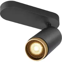 SLV Spot monté en surface Grip! L Noir avec anneau en or