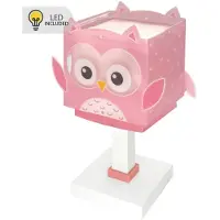 DALBER Lampe de table pour chambre d’enfant Owl rose