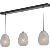 Masterlight Lampe suspendue noire Pineapple 3 lumières avec verre clair