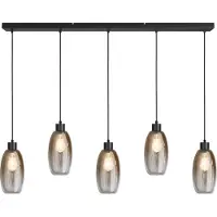 Masterlight Lampe suspendue en verre Olive 5x Ø 15cm - noir