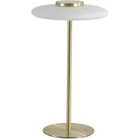 Searchlight Lampe de table Record Or avec verre blanc