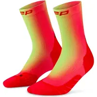 Cep Core Run EDT. GRADIENT Socks Mid Cut 5.0, chaussettes de course, homme, rouge/lime
