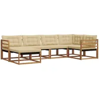 vidaXL - Ensemble de salon de jardin 6 pièces, en bois d'acacia massif, couleurs naturelles et beige