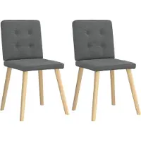 Syfax Chaises à manger lot de 2 gris foncé tissu