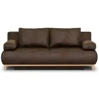 Sonstiges MIKA Canapé-lit 3 places - Tissu en cuir vintage marron foncé - Rangement - 192 x 84 x 93 cm