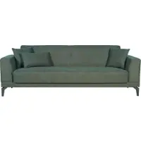Numatic Canapé convertible 3 places - HENRY - Tissu vert foncé - 3 coussins - coffre de rangement - 234 x 85 x 84 cm