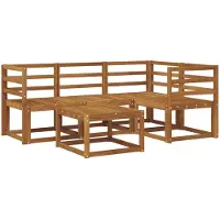 vidaXL Ensemble de salon de jardin 5 pièces en bois d'acacia massif, finition naturelle