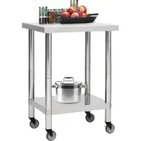 Syfax Table de travail de cuisine avec roues 60x45x85 cm Inox