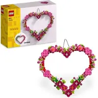 LEGO 40638 Décoration en Forme de Coeur, Jouet de Construction, Décoration Personnalisable, Fleurs Colorées, 9+ Ans