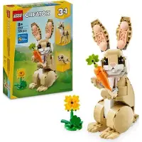 LEGO Creator 3-en-1 L'adorable lapin, Jeu de construction, 326 pièces, 8 ans et plus, Animaux Articulés