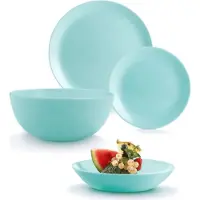 Dajar Service de vaisselle assiette plate assiette plate assiette plate assiette de service bol assiette creuse bol Diwali Light Turquoise 19 Pièces par Luminarc H