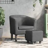 Prolenta Maison Exclusive - Fauteuil club avec repose-pieds, en similicuir gris