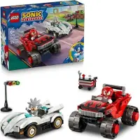 LEGO Sonic the Hedgehog 77118 La Voiture de Silver contre le Monster Truck de Knuckles, Jeu de Construction avec 2 Minifigurines et Boîte à Outils