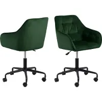 Actona Brooke Chaise de bureau en velours, vert.