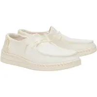 HEY DUDE Wendy Espadrille Slip On, Femme, Baskets, Blanc, Textile, Chaussure d'été - Chaussure femme Slipper / Trotteur, Blanc