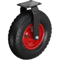 Relaxdays Roulette pivotante , 3,50-4, charge admissible 120 kg, caoutchouc, plaque en acier, pneumatique, roulette pour charges lourdes, roulette en caoutchouc, noir/rouge