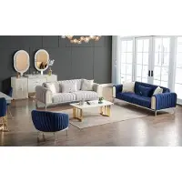 AEA Ensemble de canapés 3+3+1 places Salon complet Textile Canapé Fauteuil Bois Bleu