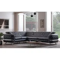 AEA Canapé d'angle Salon couleur noir forme U XXL Canapé Chesterfield Nouveau
