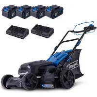 Scheppach Tondeuse à gazon sans fil BC-MP470-X - 47cm de largeur de coupe | 800-900 m2 | Vario roue motrice | LED | 7 hauteurs de coupe | incl. 4x 4Ah batterie & 2xchargeur