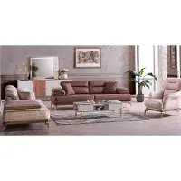 AEA Meubles Salon set 3+3+1 places Garniture de canapé 2x Canapés Fauteuils Marron