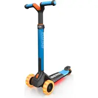 BERG Nexo - trottinette pliante bleue avec rétro-éclairage LED et roues lumineuses