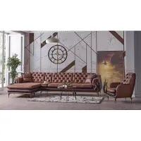 AEA Canapé d'angle en L Fauteuil Marron Ensemble complet Salon 2pcs Luxe Marron