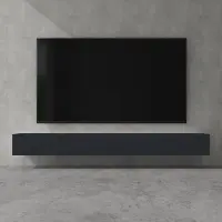 Doporro Meuble TV Bas 280x40,2x30cm Armoire TV Gris Noir Mat Table de Télévision Salon avec Portes Meuble TV Suspendu MBTV02