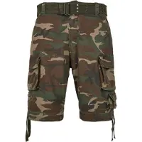 Brandit Short cargo robuste pour homme Savage Vintage (ceinture incluse) – Bermuda en coton B2001-00992 Vert camouflage
