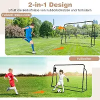 Northix But de football 2 en 1 et buts de football à rebond 187 x 60 x 102-122,5 cm Kit de but de football pour enfants réglable en hauteur noir