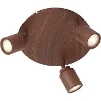 QAZQA Plafonnier Japandi bois foncé avec spots réglables 3 lumières IP44 - Ducha