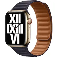 Apple Bracelet Leather Link pour Watch | 38/40/41/42 mm - Taille M/L - Ink